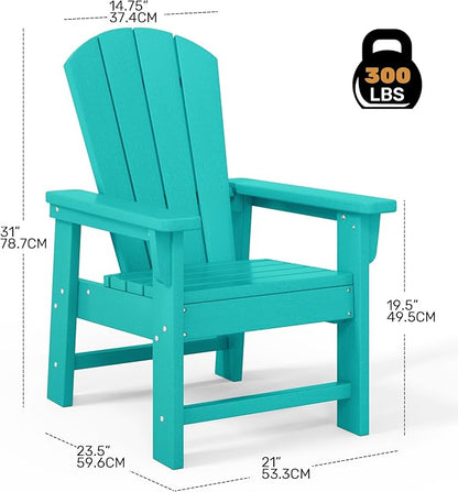 Costaelm Kids Adirondack Chair Set of 4, Plastic Outdoor Kids Chair Toddler Patio Furniture and Outdoor Children Picnic Activity Lawn Chair for Garden, Patio, Backyard & Beach, Turquoise