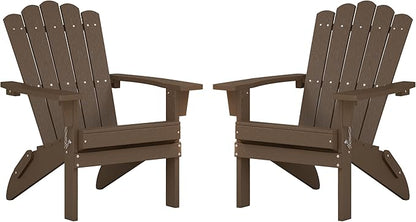 Adirondack Chairs, Folding Chairs Set of 2, Weather-Resistant Patio Chair with Wide Armrests & High Backrest, Fire Pit Chair for Garden, Backyard, Porch