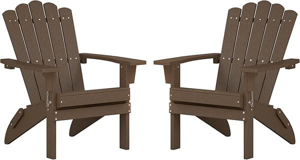 Adirondack Chairs, Folding Chairs Set of 2, Weather-Resistant Patio Chair with Wide Armrests & High Backrest - Photo 1