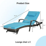 KEIKI Wicker Outdoor Chaise Lounge Chairs Set of 2 for Patio & Pool Side with 5-Level Adjustable Backrest and Cushions - Photo 2