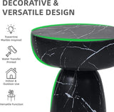 Marble Side Table, 24" Modern Accent Table with Pedestal Stand, Durable Faux Marble Side Table for Small Spaces - Photo 7