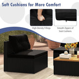 Tangkula 5 Piece Rattan Sofa Set, Outdoor Wicker Furniture Set w/Seat & Back Cushions, Square Coffee Table - Photo 9