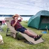 Tangkula Tanning Chair, Outdoor Folding Beach Lounge Chair with Face/Arm Hole, 2 Carry Handle, Pillow - Photo 9