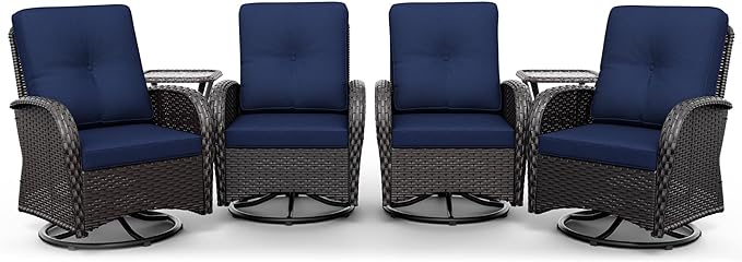 Joyside Wicker Patio Furniture Set, 6 Piece Outdoor Furniture Set with Thickened Cushions, High Back, Deep Seating - Photo 9