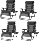 Zero Gravity Chair Set of 4 Oversized Padded Recliner with Adjustable Headrest & Cup Holder - 600D Oxford Folding - Photo 1