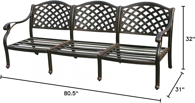 Darlee Nassau Cast Aluminum Patio Sofa - Photo 2
