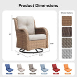 Belord Outdoor Swivel Chairs Set of 2, Patio Wicker Rocker Chairs, All Weather Patio Conversation Furniture Set - Photo 2