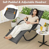 Tangkula Rocking Lounge Chair Outdoor, Zero Gravity Chaise Lounger with Removable Headrest, Fabric Backrest & Seat - Photo 8