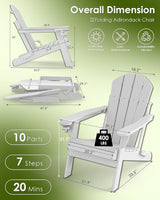GREENVINES Folding-Adirondack-Chair | HDPE Plastic | Fire Pit Chairs | All Weather | Cup Holder | White - Photo 3