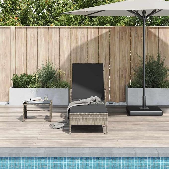 Modern Sun Lounger with Adjustable Backrest, Poly Rattan Outdoor Chaise Lounge for Patio Garden Poolside - Photo 3