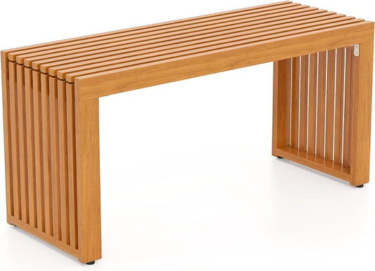 Tangkula Patio Acacia Wood Bench, 36” Outdoor All-Slat Wood Bench for 2 People, 800 lbs Capacity, Outdoor Backless Seating Furniture for Park, Garden, Yard, Porch (1,Teak)