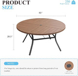 VICLLAX 50" Round Patio Table with Umbrella Hole, All Weather Metal Outdoor Dining Table for 6 - Photo 2