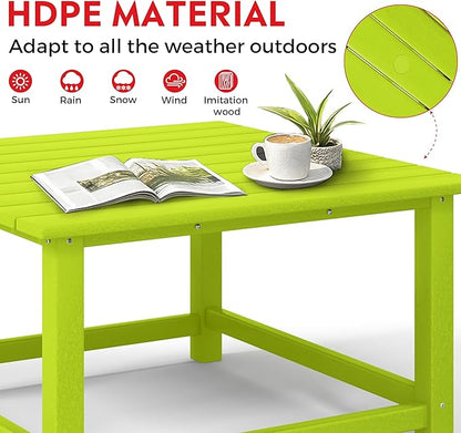 Costaelm Patio Conversation Table, Tatio Accent HDPE Outdoor Weather Resistant, Square Outdoor Porch Balcony Patio Drink Table for Outside, Pool, Backyard, Lime