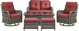 Rilyson Wicker Patio Furniture Set - 6 Piece Rattan Outdoor Sectional Conversation Sets with 2 Swivel Rocking Chairs - Photo 1