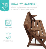 Best Choice Products 2-in-1 Transforming Interchangeable Outdoor Wooden Picnic Table Garden Bench for Backyard, Porch - Photo 3
