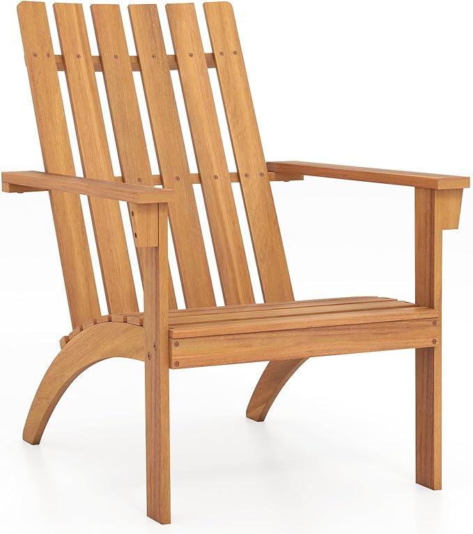 Giantex Adirondack Chair, Acacia Wood Fire Pit Chairs w/Inclined Seat, High Backrest, Ergonomic Outdoor Slatted Patio Chair for Backyard, Poolside, Lawn, Porch