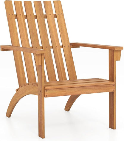 Giantex Adirondack Chair, Acacia Wood Fire Pit Chairs w/Inclined Seat, High Backrest, Ergonomic Outdoor Slatted Patio Chair for Backyard, Poolside, Lawn, Porch