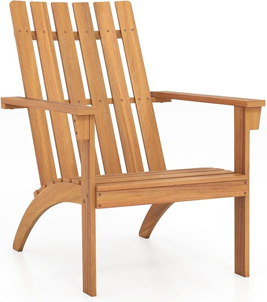 Giantex Adirondack Chair, Acacia Wood Fire Pit Chairs w/Inclined Seat, High Backrest, Ergonomic Outdoor Slatted Patio Chair for Backyard, Poolside, Lawn, Porch