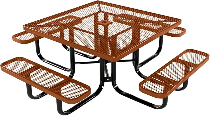 COATEDOUTDOORFURNITURE Heavy-Duty Portable Outdoor Kids Table with Umbrella Hole, Expanded Metal Kids Picnic Table - Photo 1
