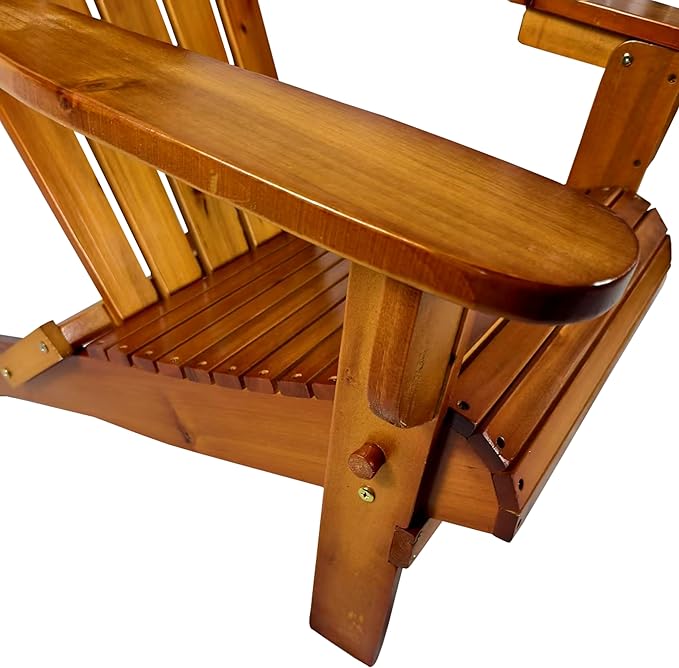 Outdoor or Indoor Wood Adirondack Chair, Foldable, Oak