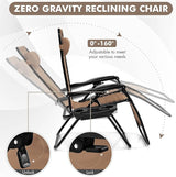 Giantex 2 PCS Zero Gravity Chair Patio Chaise Lounge Chairs Outdoor Yard Pool Recliner Folding Lounge Chair with Cup - Photo 4