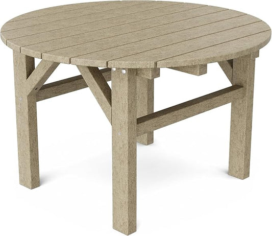 Wildridge Classic 33" Occasional Table, Weathered Wood - Outdoor Weather Resistant Recycled Plastic Furniture for Patio