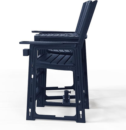 WestinTrends Azura Outdoor Tall Adirondack Chairs with Connecting Table Tray (Set of 2), Navy Blue