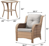 Rilyson Patio Bistro Set Outdoor Chairs - 3 Piece Wicker Rattan Patio Furniture Set with 2 Armrest Chair and 1 Side - Photo 3
