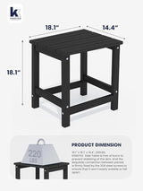 KINGYES Adirondack Side Table, Patio Outdoor Rectangular End Table, Black - Photo 2