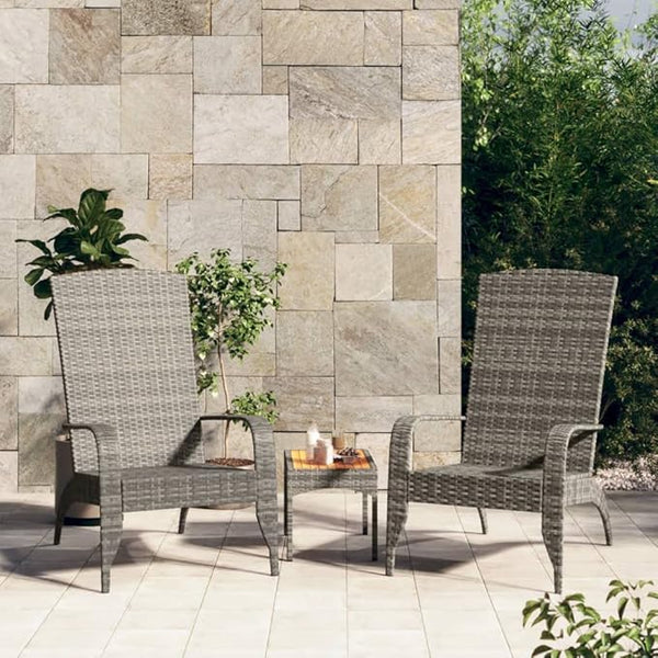 Grey Poly Rattan Adirondack Chair with Powder-Coated Steel Frame for Outdoor Patio and Garden - Photo 1