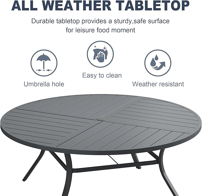 VICLLAX 63" Round Patio Dining Table for 8-10 - Photo 5