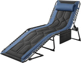 Flamaker Folding Chaise Lounge Outdoor Portable Lounge Chairs 4-Position Adjustable Camping Lounge Chair with Pillow & - Photo 1