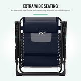 JEAREY Oversized Padded Zero Gravity Chairs Set of 2, Folding Lounge Chair Outdoor Patio Recliner - Photo 4