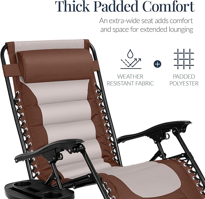 Best Choice Products Oversized Padded Zero Gravity Chair, Folding Outdoor Patio Recliner - Photo 4
