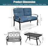 RELAX4LIFE Patio Loveseat with Coffee Table - 2-Piece Patio Conversation Sofa Set w/Backrest & Cushions - Photo 4