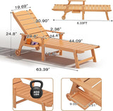 Outdoor Chaise Lounge Chair with Wheels, 6.3ft Full-Length Patio Pool Lounge Chairs - Photo 2