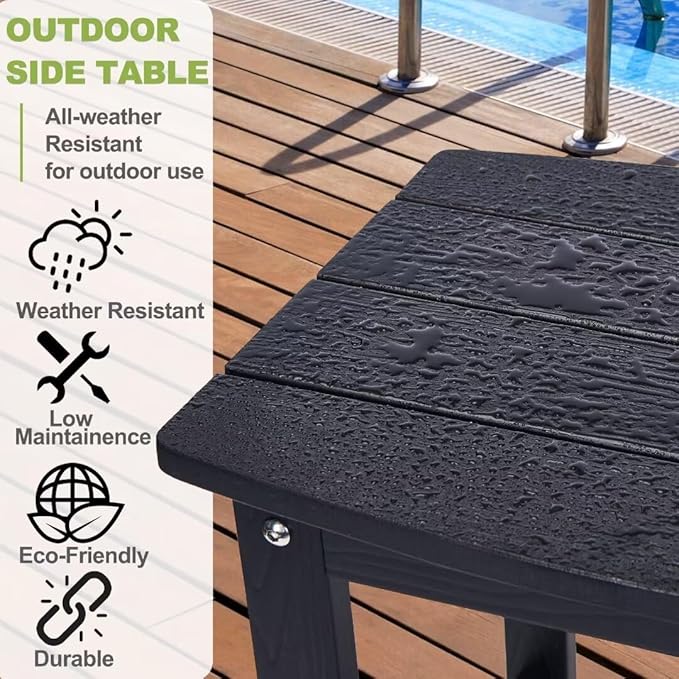 Y&M Outdoor Side Table, HIPS Adirondack Small Double Layer Table, Waterproof Square Outside Table - Photo 8