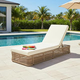 Christopher Knight Home Patio Chaise Lounge with Woven Rope Base, Adjustable Sunlounge Without Cushion, Beige and White - Photo 3