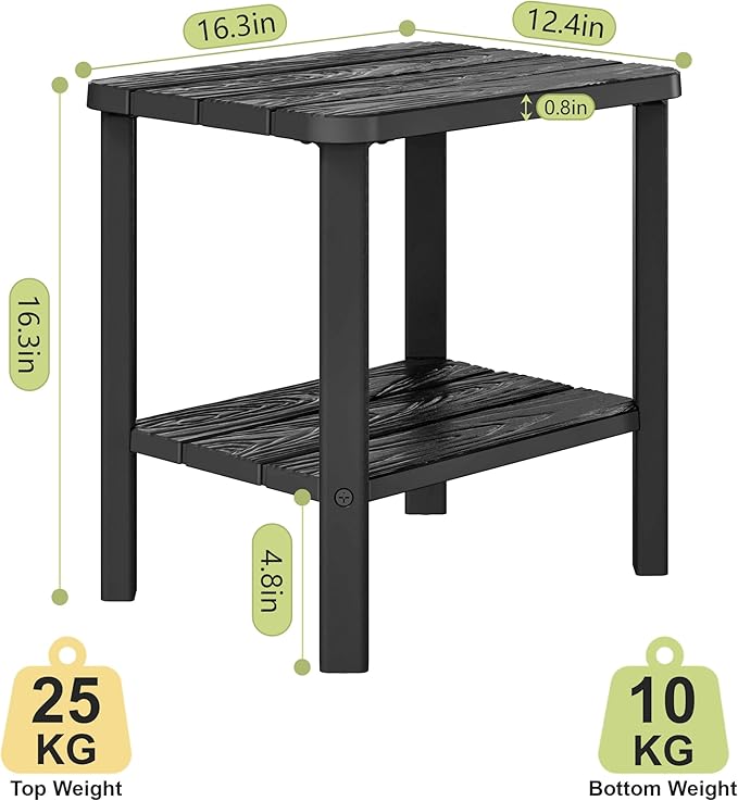 Adirondack Square Outdoor Side Table Set of 2, 2-Tier Small Outdoor Table for Patio, HDPE End Table for Backyard, Pool - Photo 3
