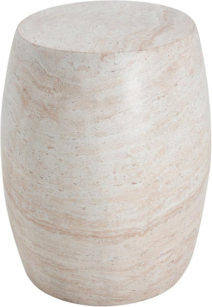 Christopher Knight Home Jayme 20.25" Indoor Outdoor Oval Accent Side Table, Patio Decorative End Table, Lightweight Concrete Garden Stool for Patio Living Room Balcony & Garden Decor, Travertine