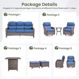 Luxury Patio Furniture Set with 6-inch Thick Cushion, Outdoor Furniture with Fire Pit Table, Swivel Chairs, Sofa - Photo 2