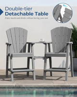 Ciokea Tall Adirondack Chairs Set of 4, HDPE Outdoor High Back Adirondack Chair with Double Connecting Tray - Photo 3