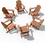 Adirondack Chairs Set of 6, Fire Pit Chairs, Wood Texture Patio Chairs with 2 Cup Holder, Outdoor Lawn Chair, Teak - Photo 3
