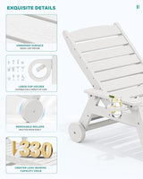 SERWALL Patio Chaise Lounge Chair Set of 2, 78'' Long 5-Positions Adjustable HDPE Outdoor Lounger for Pool - Photo 5