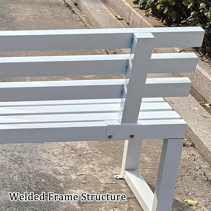 Outdoor Metal Garden Bench, Patio Park Benches Weatherproof, Colorful Front Porch Bench with Backrest, for Outside, Porch, Backyard, Lawn, Balcony(Orange,150cm/59in)