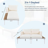 LUMISOL Outdoor Patio Daybed Metal Daybed with Cushions and Wood Topped Side Spaces for Drinks - Photo 5