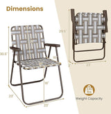 GYMAX Lawn Chair Folding, Webbed Beach Lounge Chairs Set with Highback - Photo 7