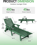 Chaise Lounge Outdoor, Lounge Chair Outdoor with Wood Texture, Adjustable 5-Position Backrest - Photo 2