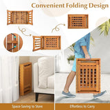 Tangkula Patio Foldable Side Table, Outdoor Folding Acacia Wood Coffee Table w/Slatted Tabletop - Photo 5