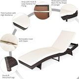 Tangkula Outdoor Chaise Lounger, Rattan Patio Lounge Chair with Removable Thick Cushion, 5 Adjustable Levels - Photo 6